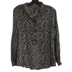 ETHYL G6915 The Concord Rayon Blue Print Multicolor Top Size Medium